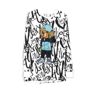 OG Hustle Teddy Bear Swagger Graphic Long Sleeve T-Shirt Medium